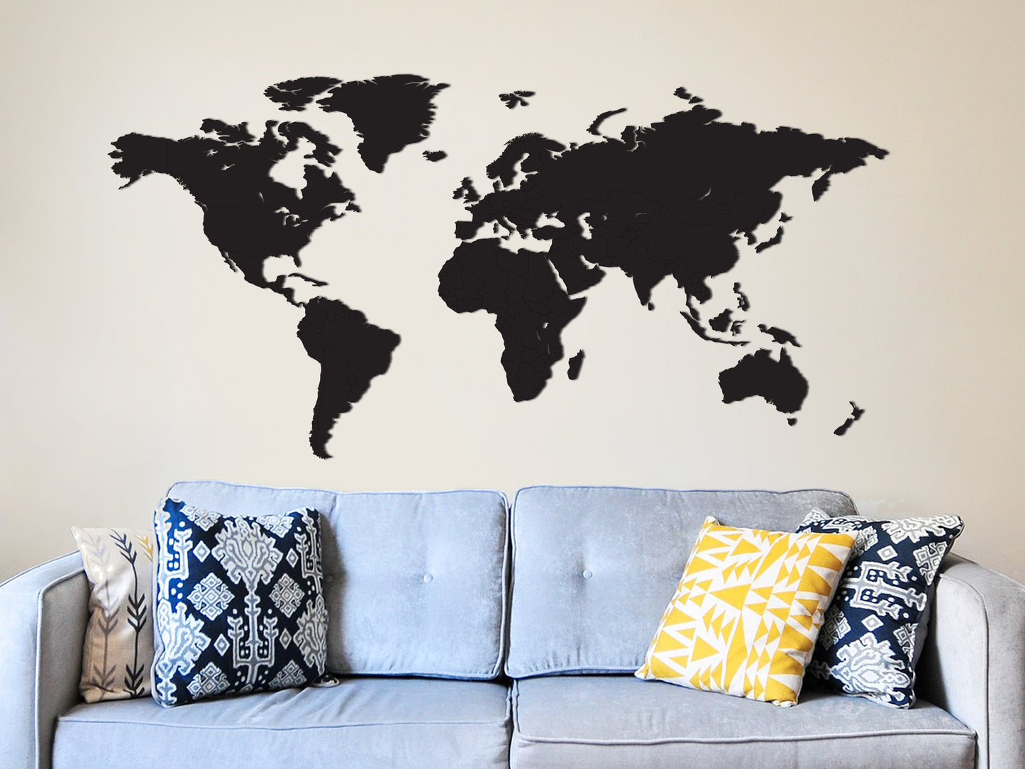 REIZEN - salon / living / trendy / style / vacances / on the road / decor / travel / for traveller / woonkamer / wonen / trendy / stijl /salon / séjour / tendance / styleHOUTEN WANDDECORATIE / WOODEN WALL DECORATION - MUURDECORATIE / WALL ART - WERELDKAART / WORLD MAP - 150cm x 74cm - DONKER HOUT / DARK WOOD - ATLAS - STIJLVOL EN TRENDY WOONKAMER - AARDE - CONTINENTEN - AARDRIJKSKUNDE