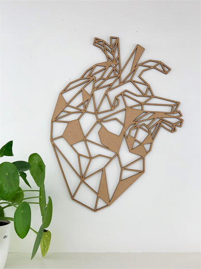 Decoración de pared de madera - Corazón anatómico geométrico