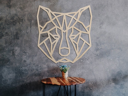 Houten wanddecoratie - Geometrische hond Akita Inu / Shiba