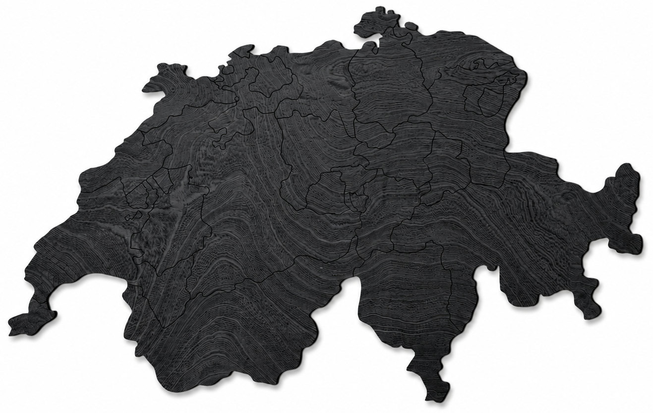 Wooden map - Switzerland