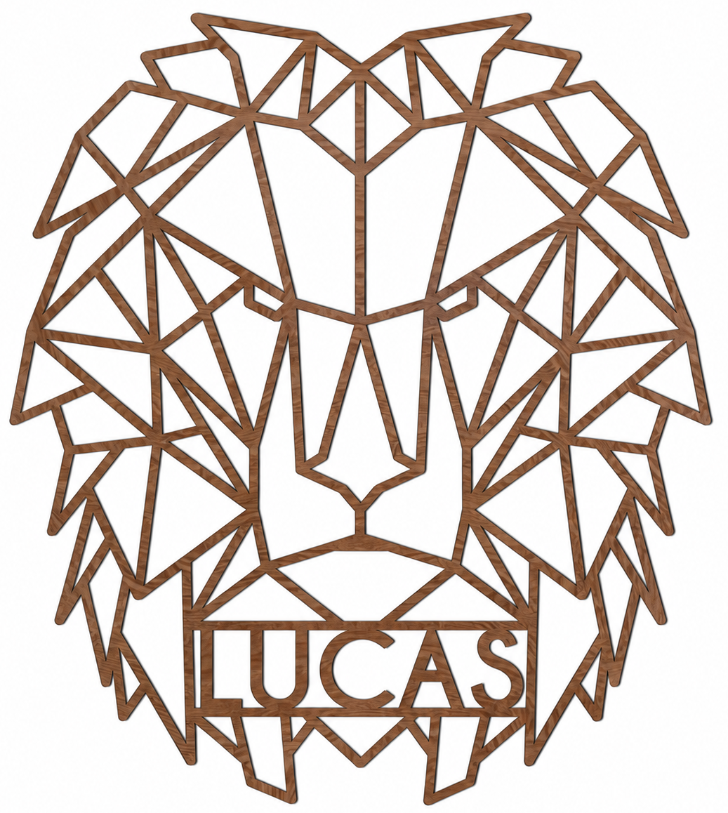 Decoración de pared de madera - León geométrico