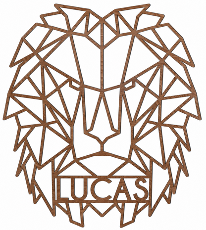 Decoración de pared de madera - León geométrico