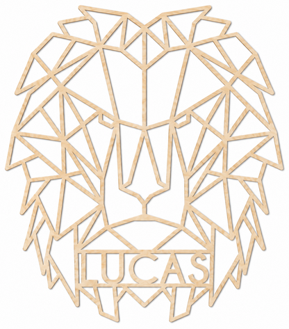 Decoración de pared de madera - León geométrico