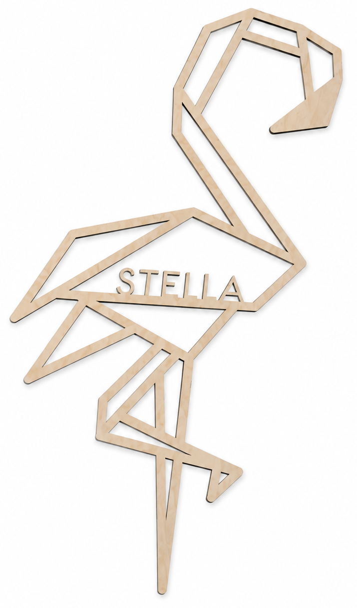Houten wanddecoratie - Geometrische Flamingo