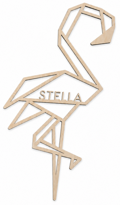 Houten wanddecoratie - Geometrische Flamingo