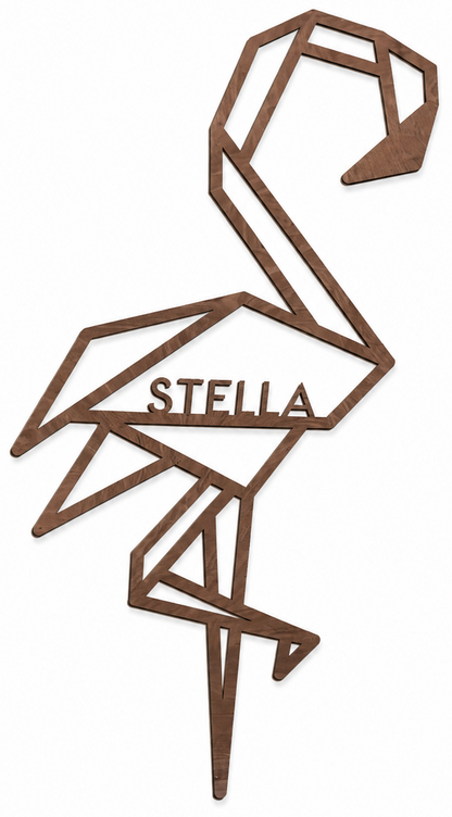 Houten wanddecoratie - Geometrische Flamingo