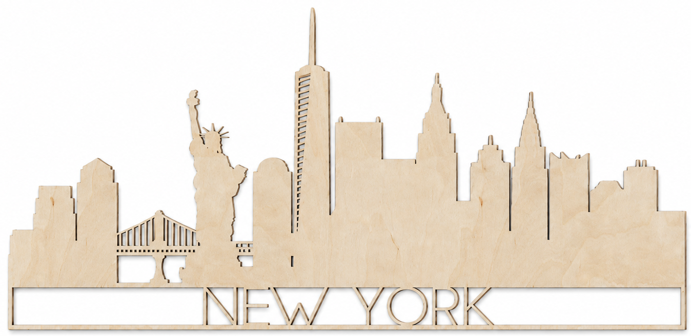 Wooden Wall Decoration - New York Skyline