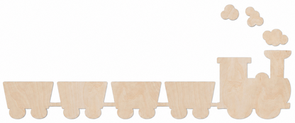 Houten wanddecoratie - Treintje met wagons