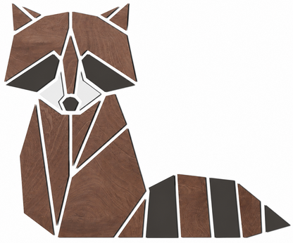 Wooden wall decoration - Origami Raccoon