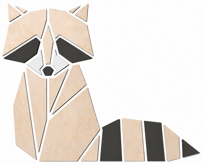 Wooden wall decoration - Origami Raccoon