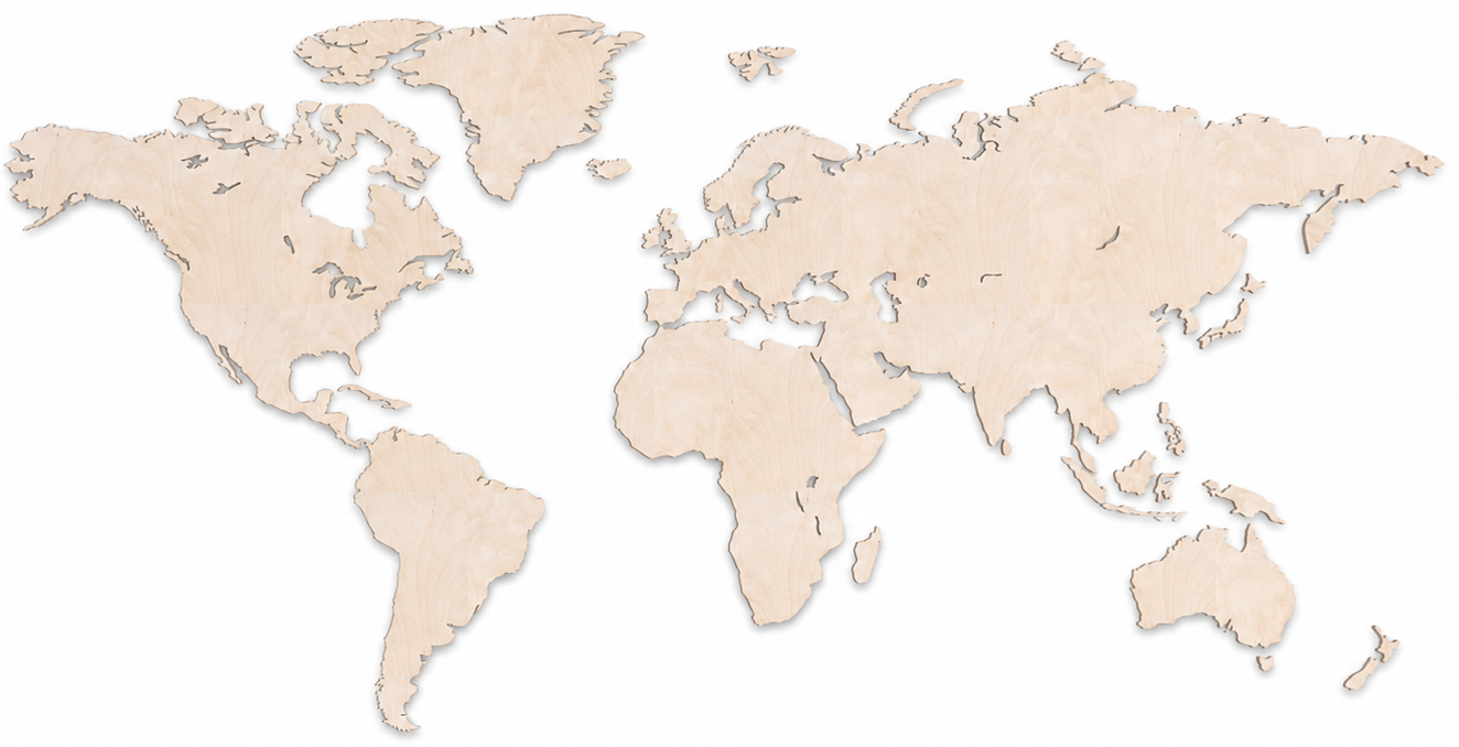 Wooden world map