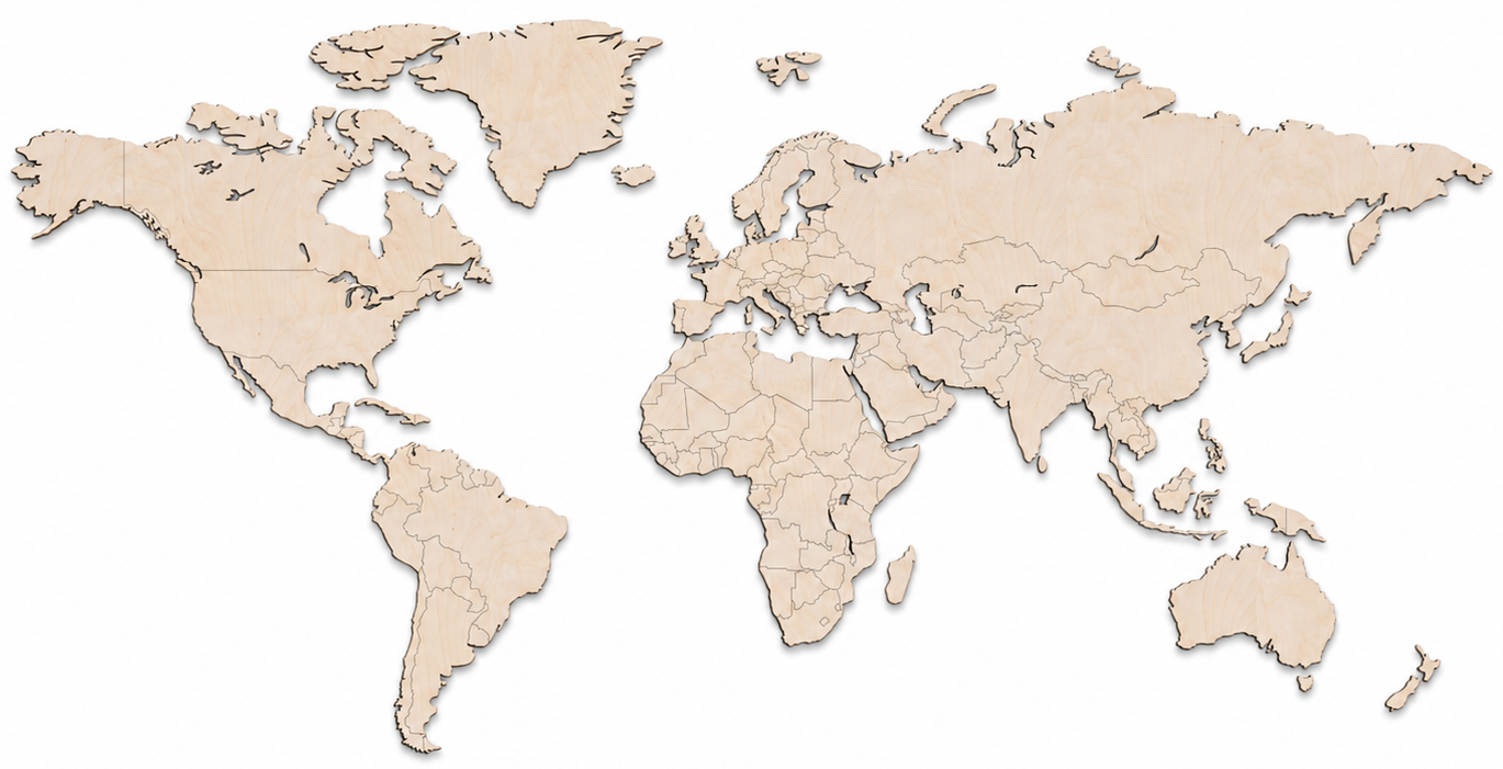 Wooden world map