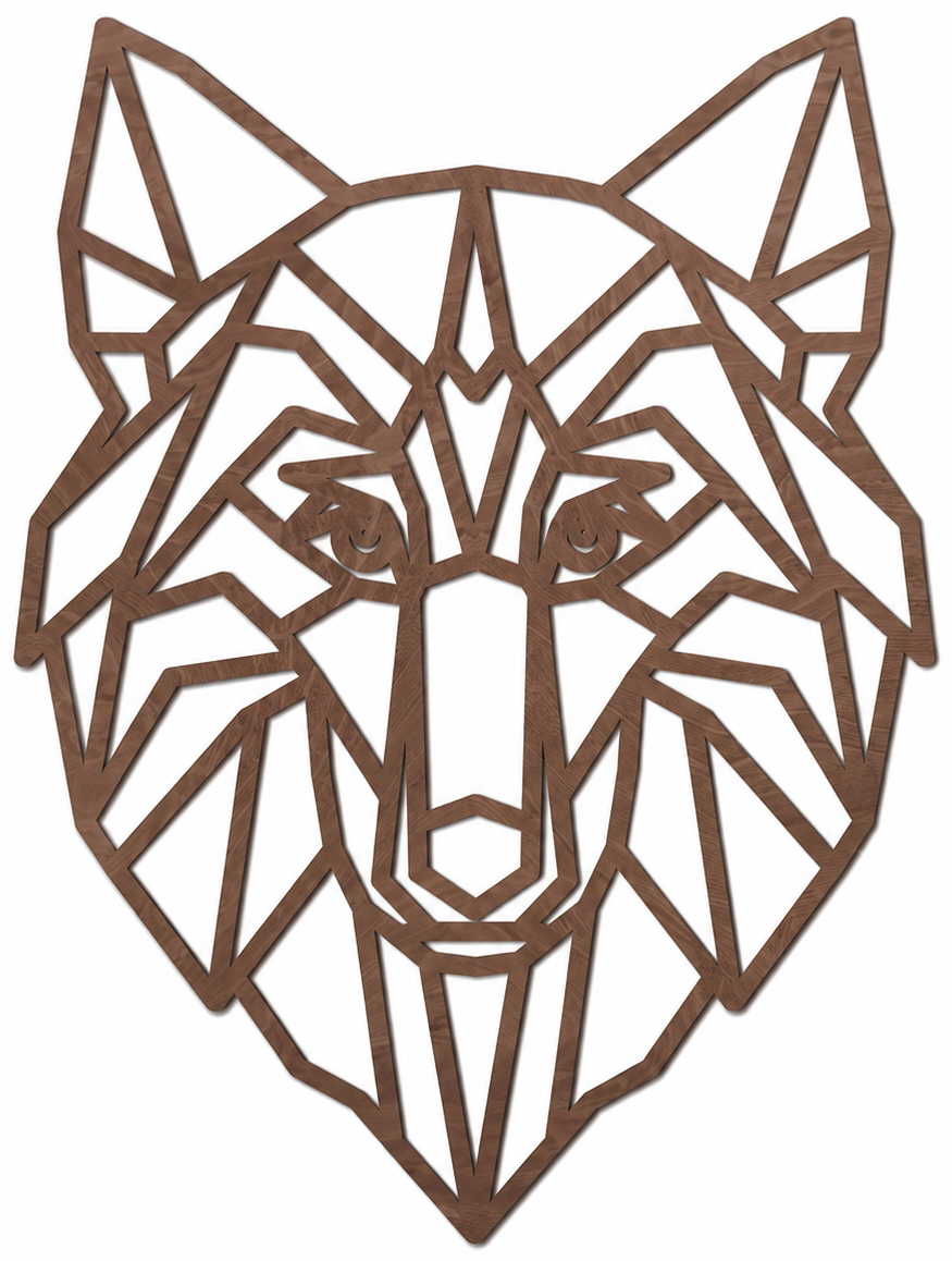 Decoración de Pared de Madera - Lobo Geométrico