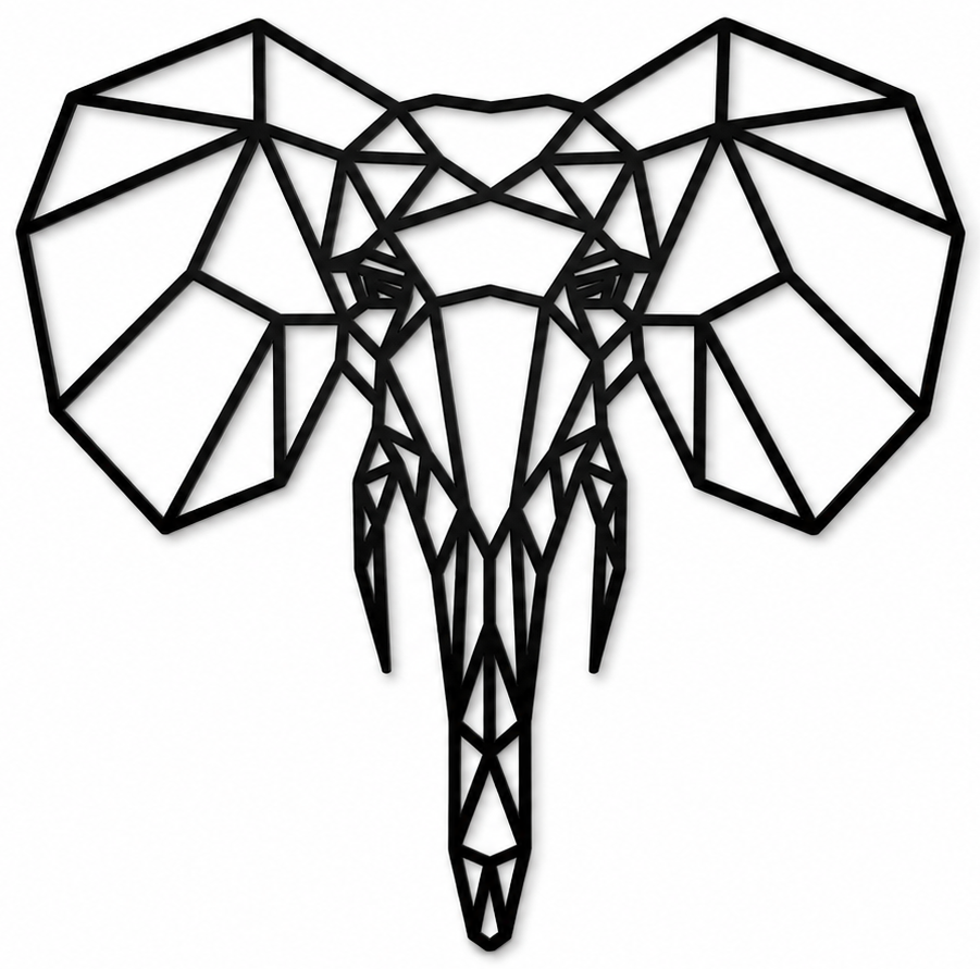 Houten wanddecoratie - Geometrische Olifant
