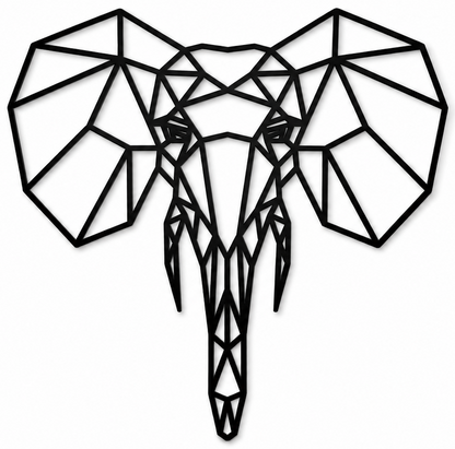 Houten wanddecoratie - Geometrische Olifant