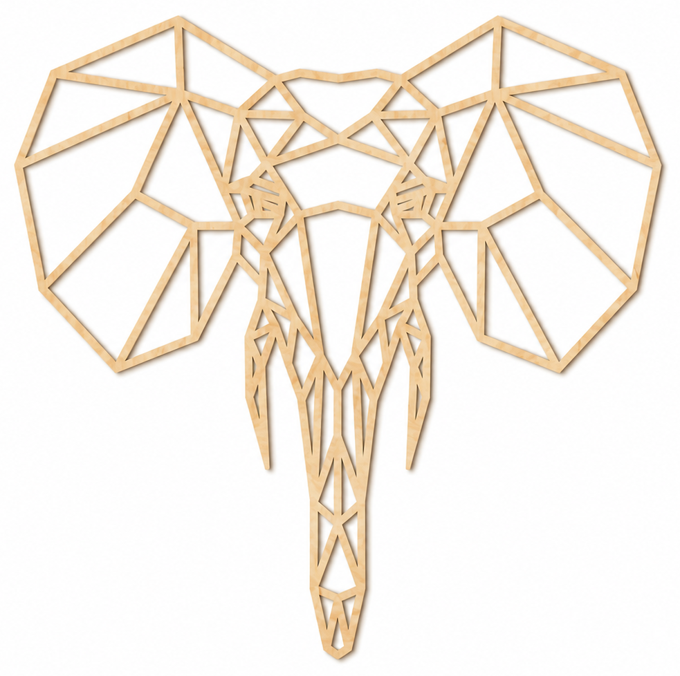 Houten wanddecoratie - Geometrische Olifant