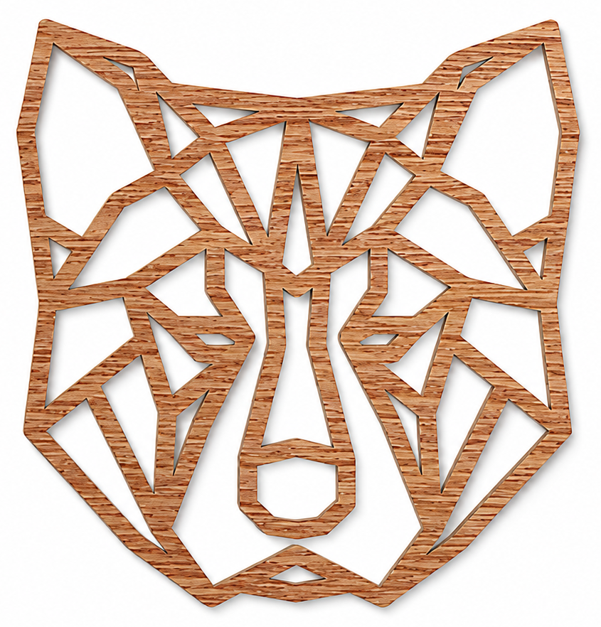 Houten wanddecoratie - Geometrische hond Akita Inu / Shiba