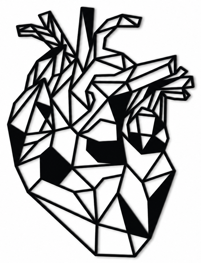 Decoración de pared de madera - Corazón anatómico geométrico
