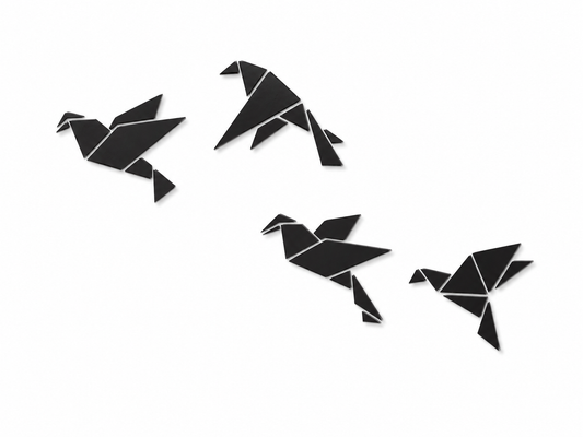 Wooden wall decoration - Origami Birds