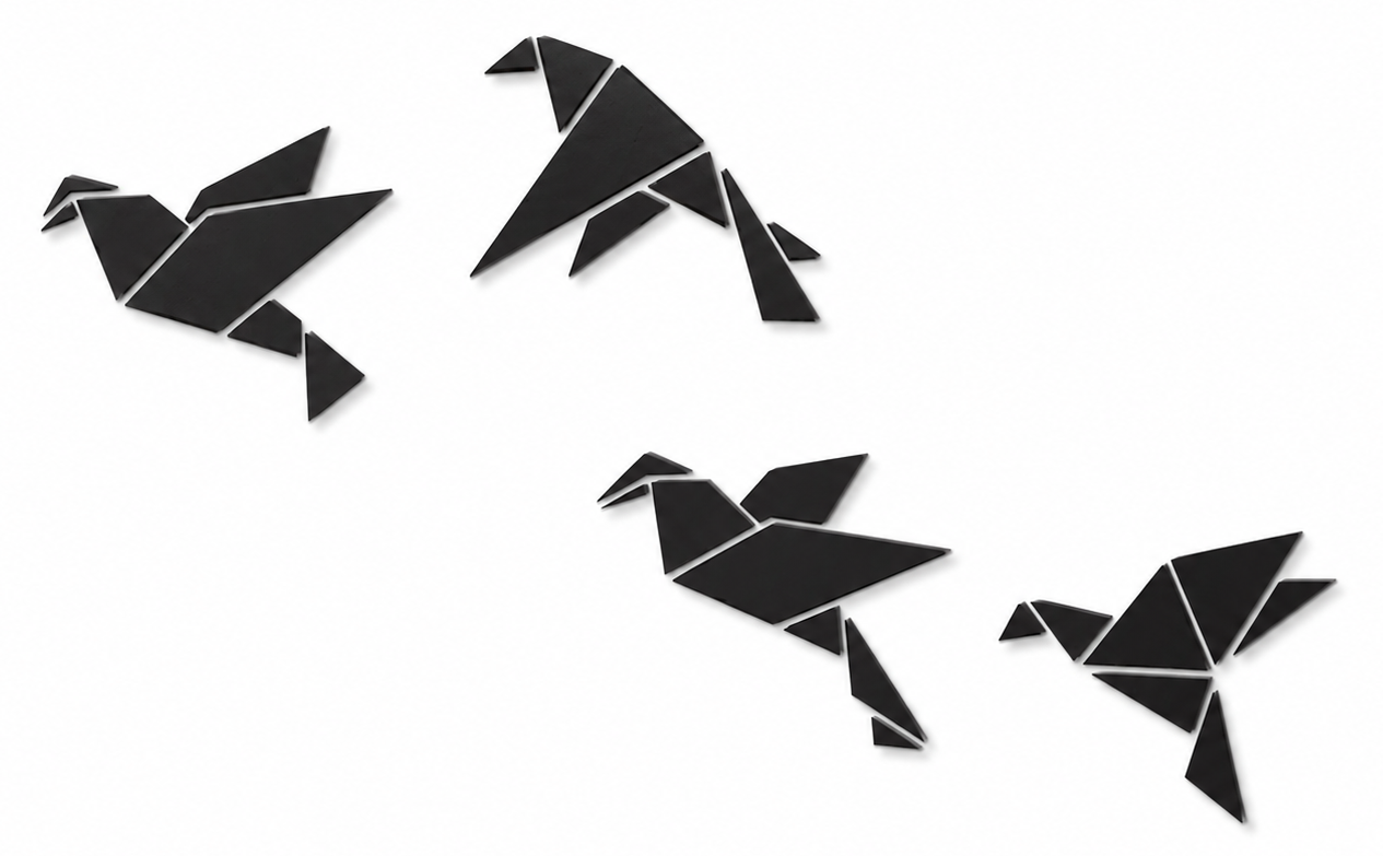 Décoration murale en bois - Oiseaux en origami