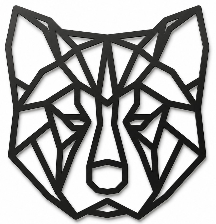 Houten wanddecoratie - Geometrische hond Akita Inu / Shiba