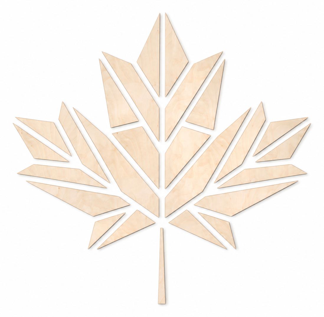 Décoration murale en bois - Feuille d'érable en origami