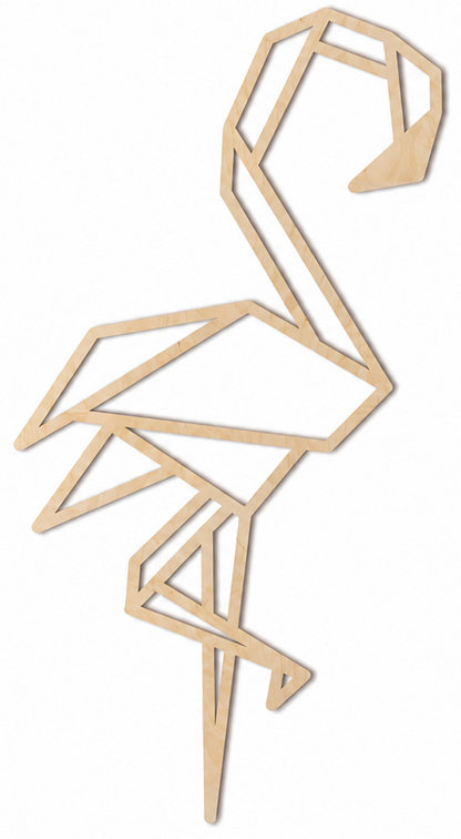 Houten wanddecoratie - Geometrische Flamingo