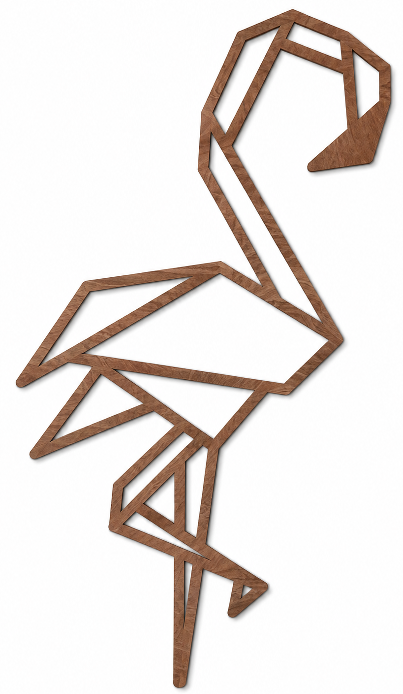 Houten wanddecoratie - Geometrische Flamingo