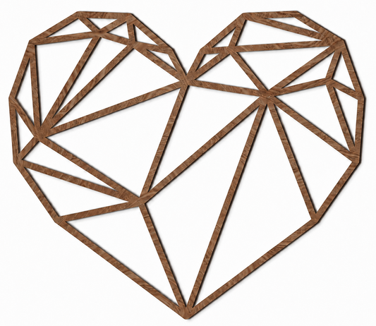 Houten wanddecoratie - Geometrisch Hart