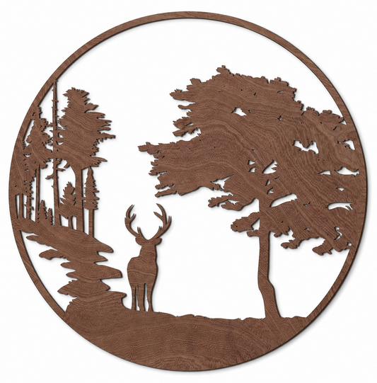 Wooden wall decoration - Deer in the forest