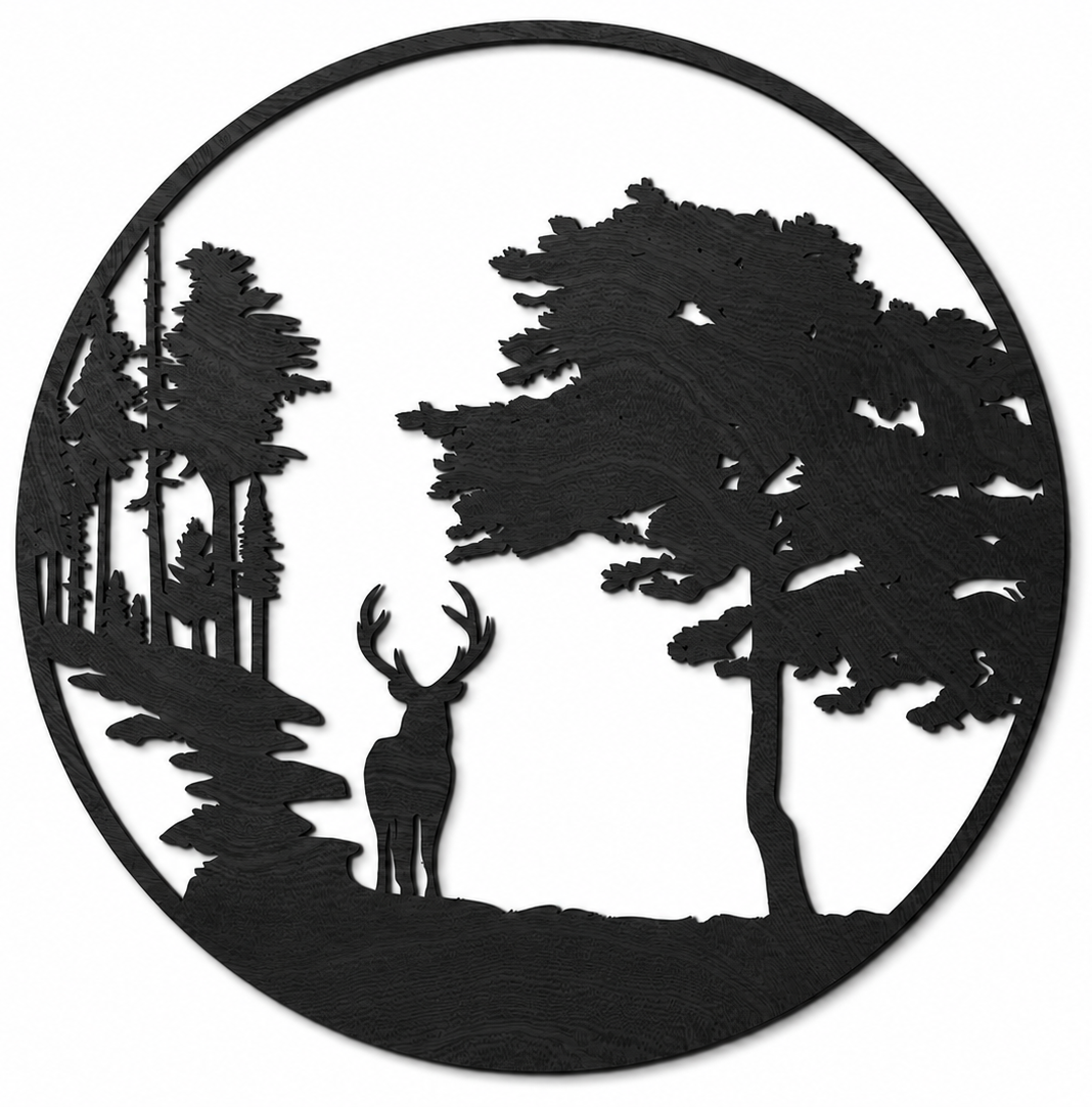 Wooden wall decoration - Deer in the forest