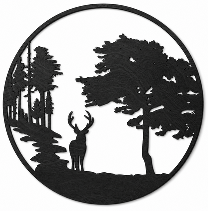Wooden wall decoration - Deer in the forest
