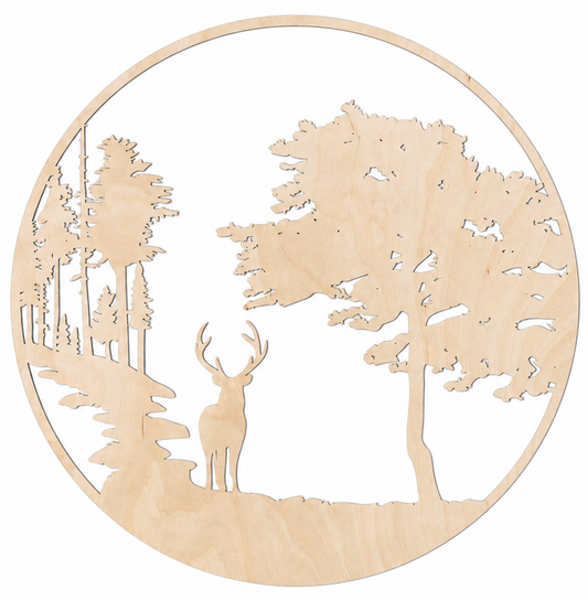 Wooden wall decoration - Deer in the forest
