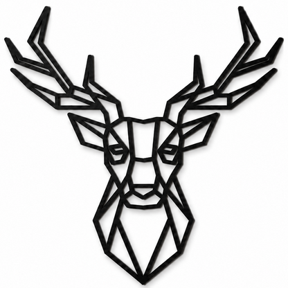 Décoration murale en bois - Tête de cerf géométrique (symétrique)