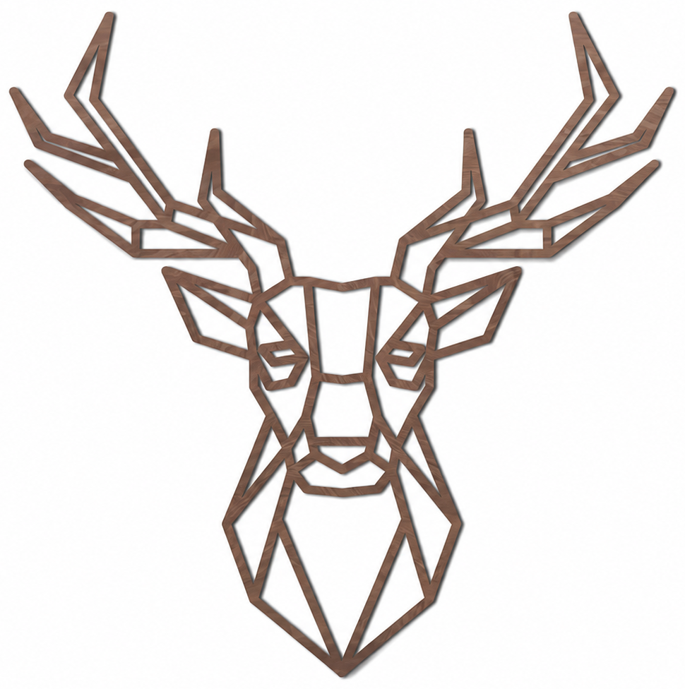 Décoration murale en bois - Tête de cerf géométrique (symétrique)