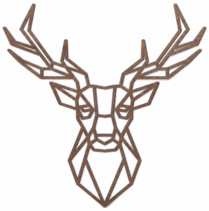 Décoration murale en bois - Tête de cerf géométrique (symétrique)