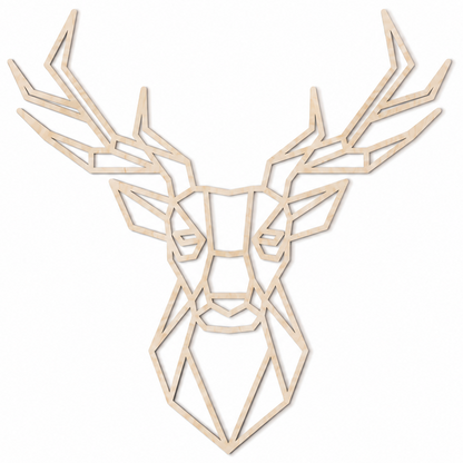 Décoration murale en bois - Tête de cerf géométrique (symétrique)