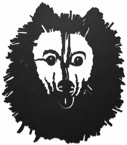 Houten wandddecoratie - Keeshond