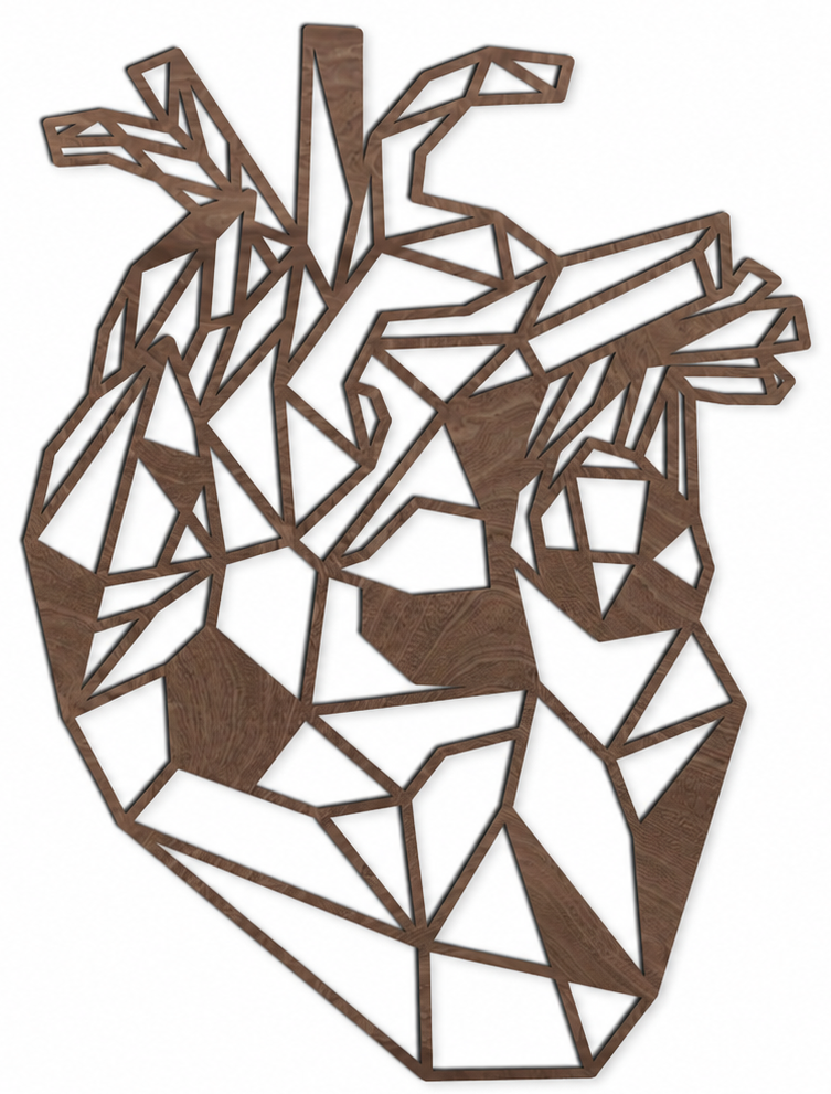 Decoración de pared de madera - Corazón anatómico geométrico