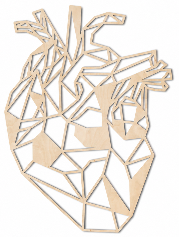 Decoración de pared de madera - Corazón anatómico geométrico