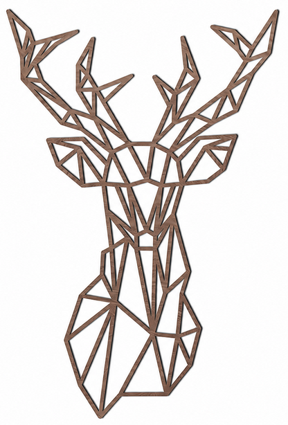 Décoration murale en bois - Tête de cerf géométrique (asymétrique)