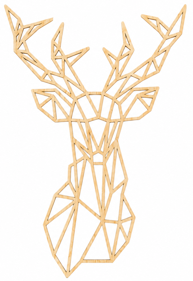Décoration murale en bois - Tête de cerf géométrique (asymétrique)
