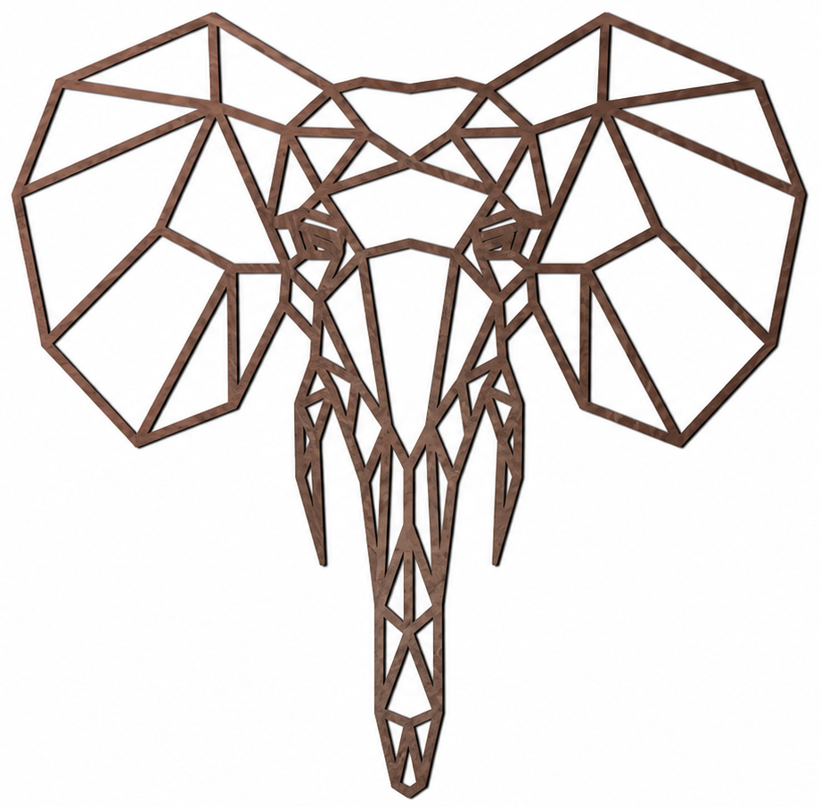 Houten wanddecoratie - Geometrische Olifant
