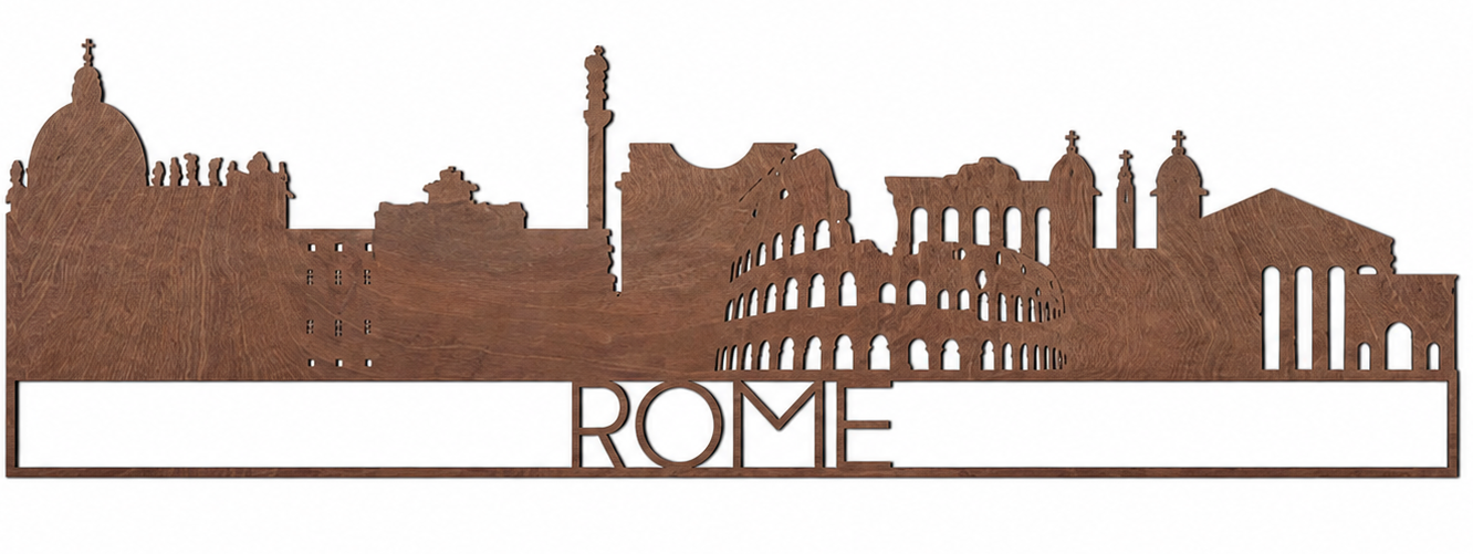 Wooden Wall Decoration - Rome Skyline