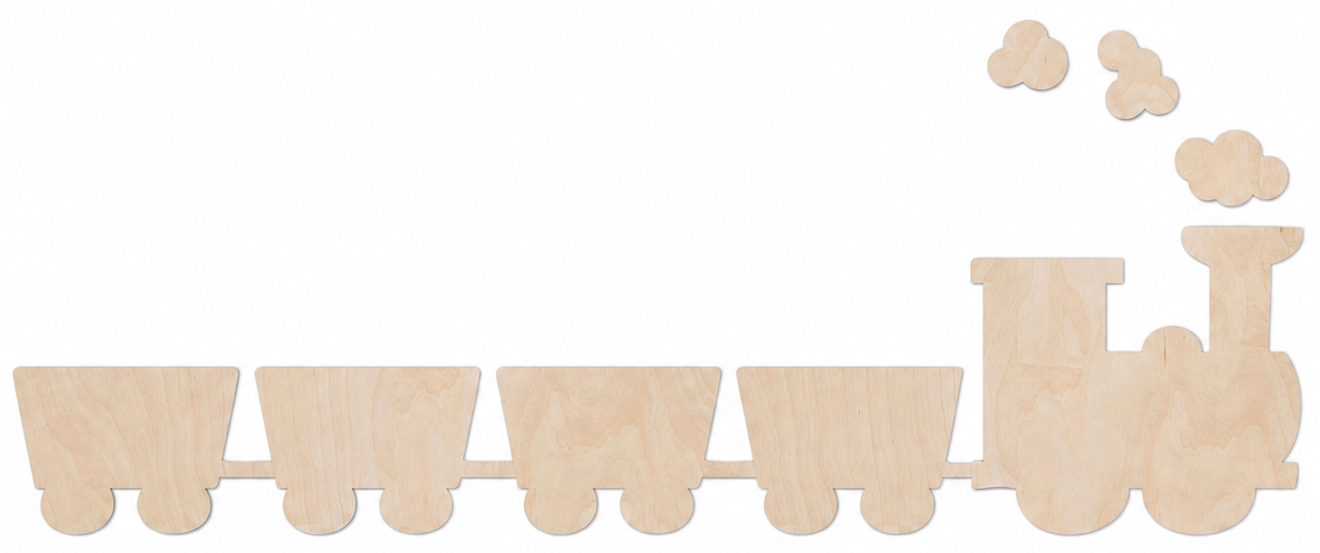 Houten wanddecoratie - Treintje met wagons