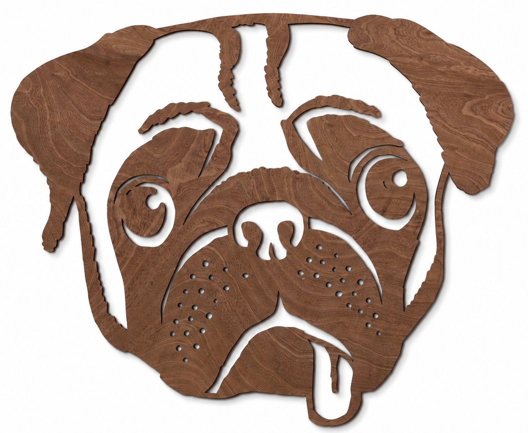 Houten wanddecoratie - Mopshond