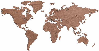 Wooden world map
