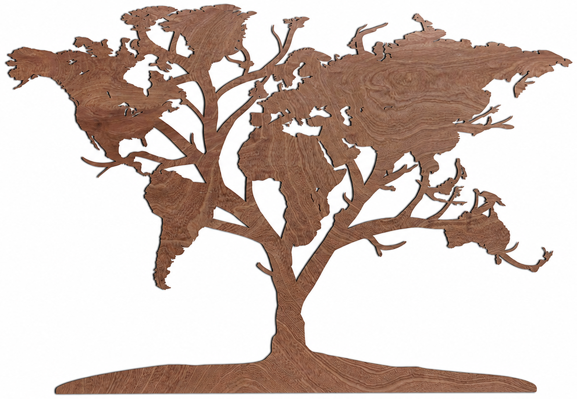 Wooden world map - World tree