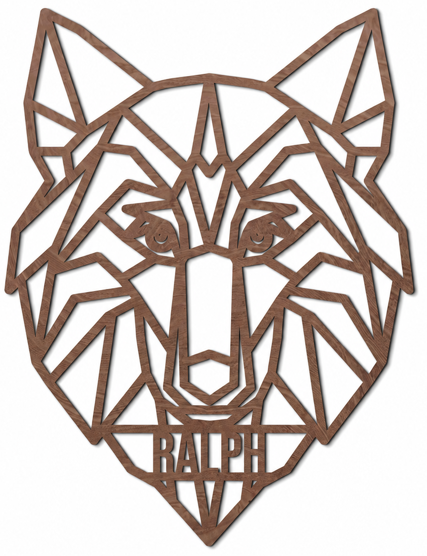 Decoración de Pared de Madera - Lobo Geométrico