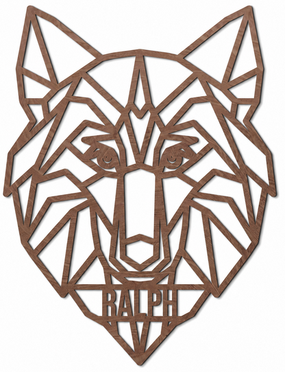 Decoración de Pared de Madera - Lobo Geométrico